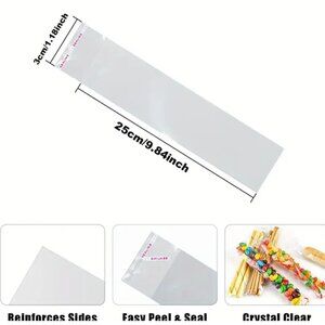 Clear Cellophane Bags 9.8x1.2" Self-Adhesive Resealable Treat Bags (95 Pack)